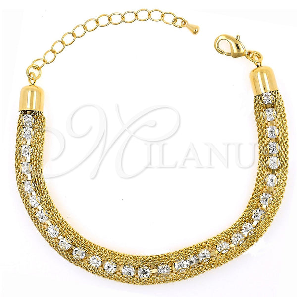 Pulsera Elegante 03.65.1132 Oro Laminado, con Blanca Zirconia Cubica, Pulido, Tono Dorado (7 Inches Length)