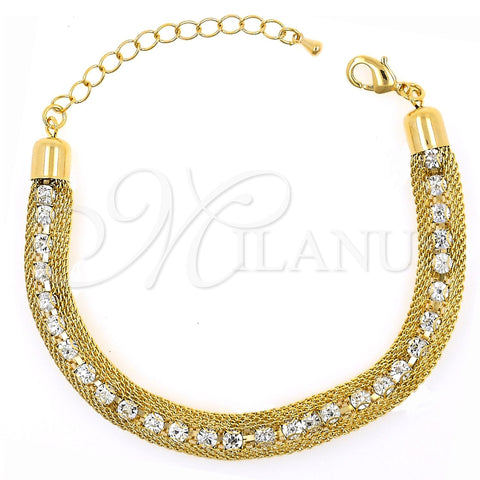 Pulsera Elegante 03.65.1132 Oro Laminado, con Blanca Zirconia Cubica, Pulido, Tono Dorado (7 Inches Length)
