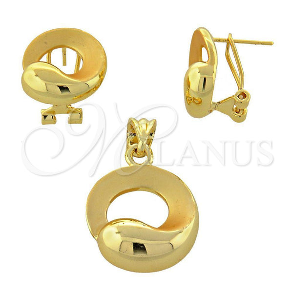 Juego de Arete y Dije de Adulto 10.59.0156 Oro Laminado, Mate, Tono Dorado