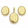 Juego de Arete y Dije de Adulto 10.59.0162 Oro Laminado, Diseño de Jesus, con Blanca Zirconia Cubica, Pulido, Tono Dorado