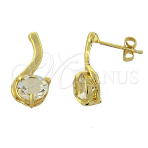Arete Dormilona 02.59.0045 Oro Laminado, con Blanca Zirconia Cubica, Pulido, Tono Dorado