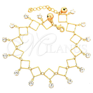 Pulsera de Dije 03.60.0064 Oro Laminado, con Blanca Zirconia Cubica, Pulido, Tono Dorado (8 Inches Length)