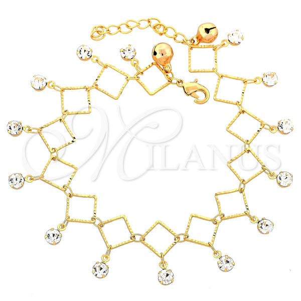 Pulsera de Dije 03.60.0064 Oro Laminado, con Blanca Zirconia Cubica, Pulido, Tono Dorado (8 Inches Length)