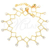 Pulsera de Dije 03.60.0064 Oro Laminado, con Blanca Zirconia Cubica, Pulido, Tono Dorado (8 Inches Length)