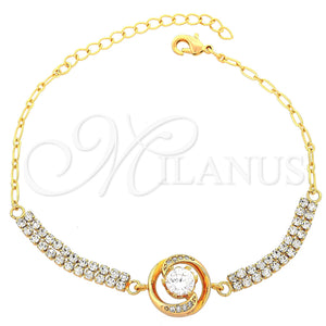 Pulsera Elegante 03.60.0067 Oro Laminado, con Blanca Zirconia Cubica, Pulido, Tono Dorado (0.35 Gauge, 55 MM Thickness, 9 Inches Length)