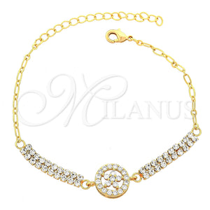 Pulsera Elegante 03.60.0068 Oro Laminado, Diseño de Flor, con Blanca Zirconia Cubica, Pulido, Tono Dorado (0.35 Gauge, 50 MM Thickness, 9 Inches Length)