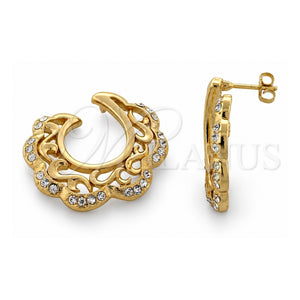 Arete Dormilona 02.59.0034 *PROMO* Oro Laminado, Diseño de Flor, con Zirconia Cubica Blanca, Pulido, Tono Dorado