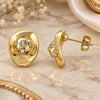 Arete Dormilona 02.59.0030 *PROMO* Oro Laminado, con Cristal Blanca, Pulido, Tono Dorado
