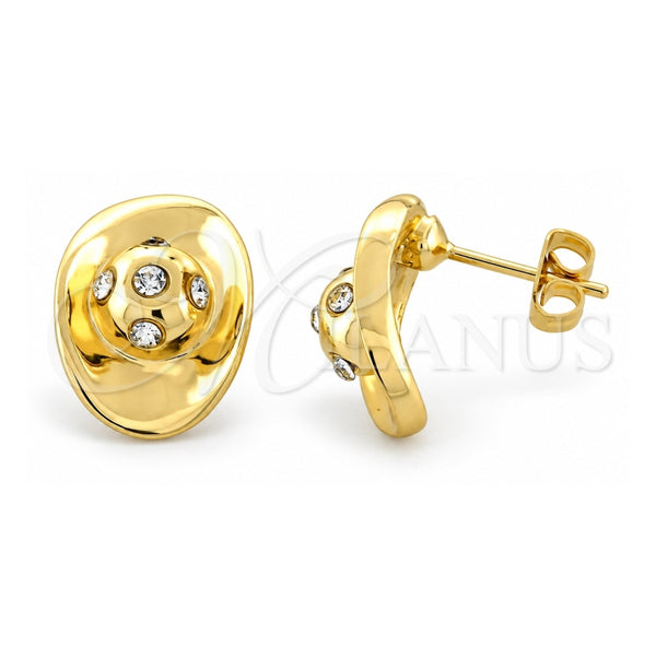 Arete Dormilona 02.59.0030 *PROMO* Oro Laminado, con Cristal Blanca, Pulido, Tono Dorado