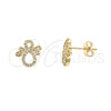 Arete Dormilona 02.122.0077 Oro Laminado, Diseño de Infinito, con Blanca Micro Pave, Pulido, Tono Dorado