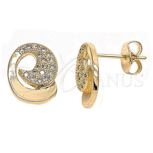 Arete Dormilona 02.195.0039 Oro Laminado, con Blanca Micro Pave, Pulido, Tono Dorado