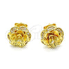 Arete Dormilona 02.195.0030 Oro Laminado, Diseño de Flor, con Blanca Micro Pave, Pulido, Tono Dorado