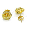 Arete Dormilona 02.195.0030 Oro Laminado, Diseño de Flor, con Blanca Micro Pave, Pulido, Tono Dorado