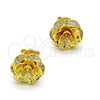 Arete Dormilona 02.195.0030 Oro Laminado, Diseño de Flor, con Blanca Micro Pave, Pulido, Tono Dorado
