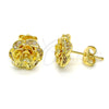 Arete Dormilona 02.195.0030 Oro Laminado, Diseño de Flor, con Blanca Micro Pave, Pulido, Tono Dorado