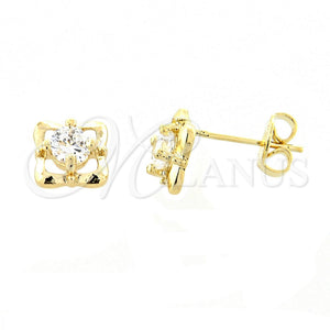 Arete Dormilona 02.165.0161 *PROMO* Oro Laminado, con Blanca Zirconia Cubica, Pulido, Tono Dorado