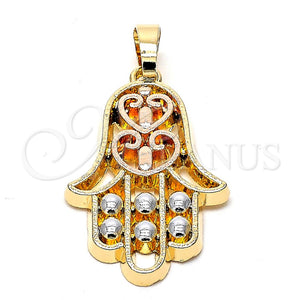 Dije Religioso 05.177.0003.1 Oro Laminado, Diseño de Mano de Dios, Pulido, Tres Tonos