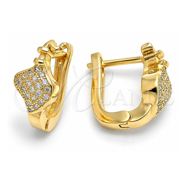Argolla Huggie 02.156.0160 Oro Laminado, con Micro Pave Blanca, Pulido, Tono Dorado
