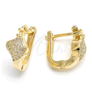 Argolla Huggie 02.156.0160 Oro Laminado, con Blanca Micro Pave, Pulido, Tono Dorado