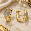 Argolla Huggie 02.156.0157 Oro Laminado, con Micro Pave Blanca, Pulido, Tono Dorado