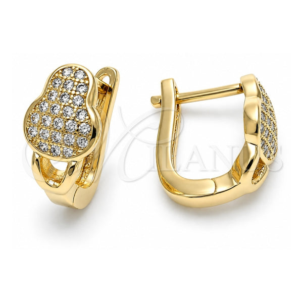 Argolla Huggie 02.156.0157 Oro Laminado, con Micro Pave Blanca, Pulido, Tono Dorado