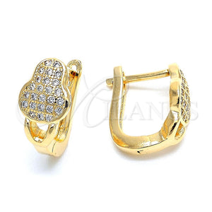 Argolla Huggie 02.156.0157 Oro Laminado, con Blanca Micro Pave, Pulido, Tono Dorado