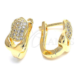 Argolla Huggie 02.156.0166 Oro Laminado, con Blanca Micro Pave, Pulido, Tono Dorado