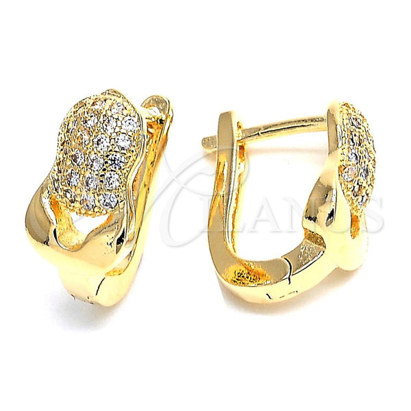 Argolla Huggie 02.156.0166 Oro Laminado, con Blanca Micro Pave, Pulido, Tono Dorado