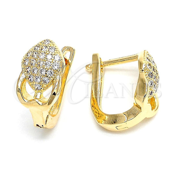 Argolla Huggie 02.156.0169 Oro Laminado, con Blanca Micro Pave, Pulido, Tono Dorado