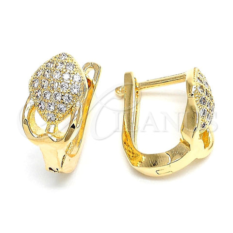 Argolla Huggie 02.156.0169 Oro Laminado, con Blanca Micro Pave, Pulido, Tono Dorado