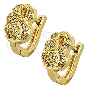 Argolla Huggie 02.156.0162 Oro Laminado, Diseño de Cisne y Pajaro, con Blanca Micro Pave, Pulido, Tono Dorado