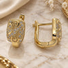 Argolla Huggie 02.156.0156 Oro Laminado, con Micro Pave Blanca, Pulido, Tono Dorado
