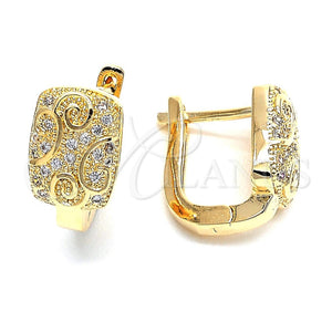 Argolla Huggie 02.156.0156 Oro Laminado, con Blanca Micro Pave, Pulido, Tono Dorado