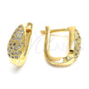 Argolla Huggie 02.156.0163 Oro Laminado, Diseño de Gota, con Blanca Micro Pave, Pulido, Tono Dorado