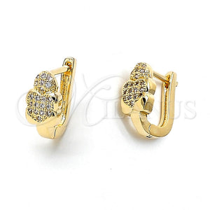 Argolla Huggie 02.156.0167 Oro Laminado, con Blanca Micro Pave, Pulido, Tono Dorado