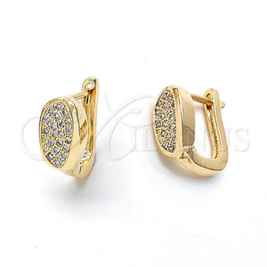 Argolla Huggie 02.156.0172 Oro Laminado, con Blanca Micro Pave, Pulido, Tono Dorado