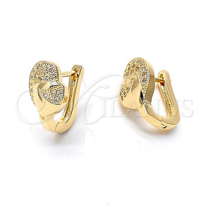 Argolla Huggie 02.156.0171 Oro Laminado, con Blanca Micro Pave, Pulido, Tono Dorado