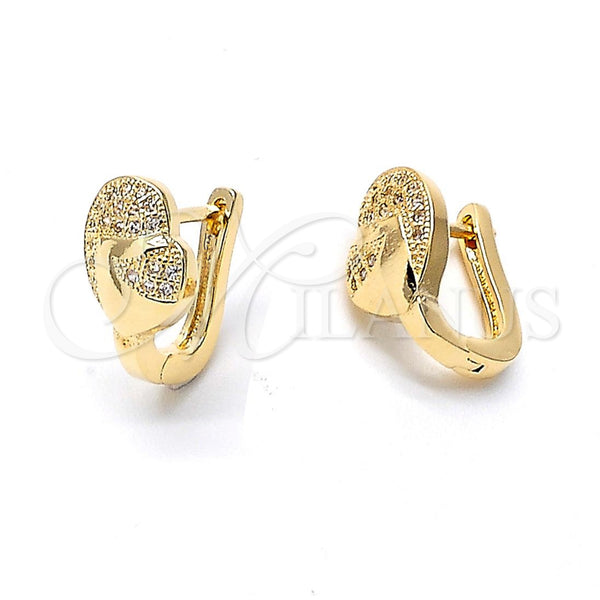 Argolla Huggie 02.156.0171 Oro Laminado, con Blanca Micro Pave, Pulido, Tono Dorado