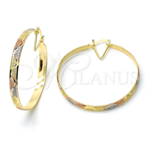 Argolla Grande 02.70.0001.03 Chapa de Oro, Diamantado, Tres Tonos
