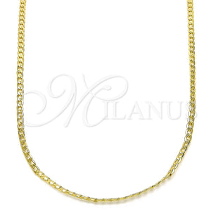 Gargantilla Basica 5.222.008.22 Oro Laminado, Diseño de Cubana, Pulido, Tono Dorado (Calibre 0.60, Grosor 02 MM, 22 Pulgadas de Largo)