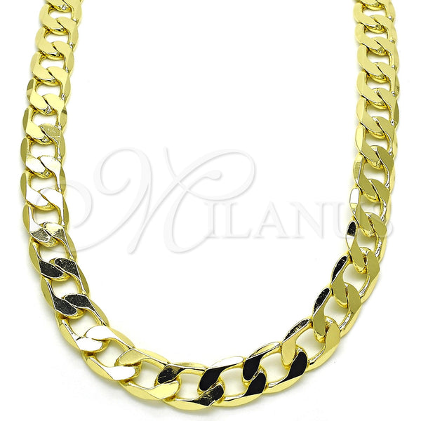 Gargantilla Basica 5.222.001.22 Oro Laminado, Diseño de Cubana, Pulido, Tono Dorado (200 Gauge, Thickness, 22 Inches Length)
