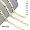 Gargantilla Basica 5.222.023.22 Oro Laminado, Diseño de Mariner, Pulido, Tono Dorado (150 Gauge, 07 MM Thickness, 22 Inches Length)