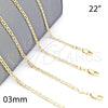 Gargantilla Basica 5.222.027.22 Oro Laminado, Diseño de Mariner, Pulido, Tono Dorado (0.60 Gauge, 03 MM Thickness, 22 Inches Length)