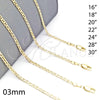 Gargantilla Basica 5.222.027.22 Oro Laminado, Diseño de Mariner, Pulido, Tono Dorado (0.60 Gauge, 03 MM Thickness, 22 Inches Length)