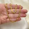 Gargantilla Basica 5.223.014.22 Oro Laminado, Diseño de Pave Mariner, Diamantado, Tono Dorado (100 Gauge, 04 MM Thickness, 22 Inches Length)