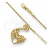 Collares con Dije 04.63.0207 Oro Laminado, Diseño de Ciervo y Cola de Raton, con Cristal Blanca, Pulido, Tono Dorado (Grosor 02 MM, 38 Pulgadas de Largo)