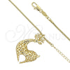 Collares con Dije 04.63.0207 Oro Laminado, Diseño de Ciervo y Cola de Raton, con Cristal Blanca, Pulido, Tono Dorado (Grosor 02 MM, 38 Pulgadas de Largo)