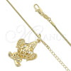 Collares con Dije 04.63.0204 Oro Laminado, Diseño de Elefante y Cola de Raton, con Cristal Blanca, Pulido, Tono Dorado (Grosor 02 MM, 38 Pulgadas de Largo)