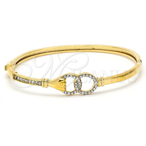 Aro Individual 07.100.0004.04 Oro Laminado, Diseño de Manos, con Blanca Cristal, Pulido, Tono Dorado (03 MM Thickness, Size 5 (2.50 Diameter))