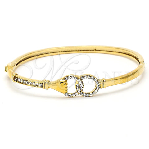 Aro Individual 07.100.0004.04 Oro Laminado, Diseño de Manos, con Blanca Cristal, Pulido, Tono Dorado (03 MM Thickness, Size 5 (2.50 Diameter))